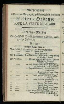 Verzeichniß des Ritter-Ordens pour la vertu militaire