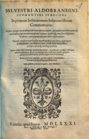 In primum Institutionum Justiniani librum Commentarius