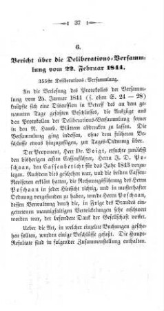 6. Bericht über die Deliberations-Versammlung vom 22. Februar 1844. : 355ste Deliberations-Versammlung.