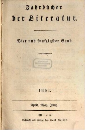 Jahrbücher der Literatur. 54. 1831