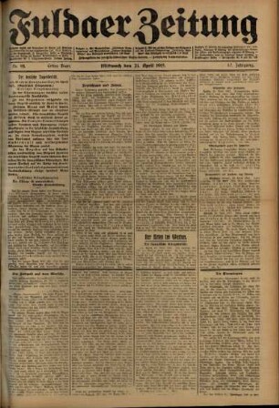 Erste Ausgabe vom Mittwoch, den 21. April 1915.