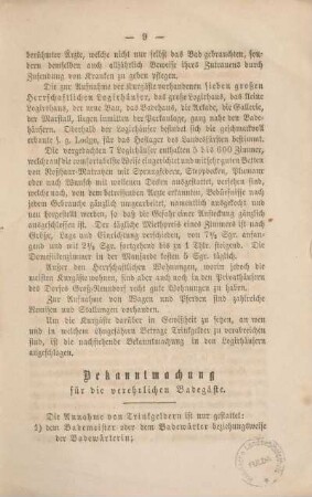Bekanntmachung für die verehrlichen Badegäste.