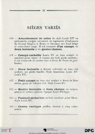 Siéges Variès (Nr. 110-116)