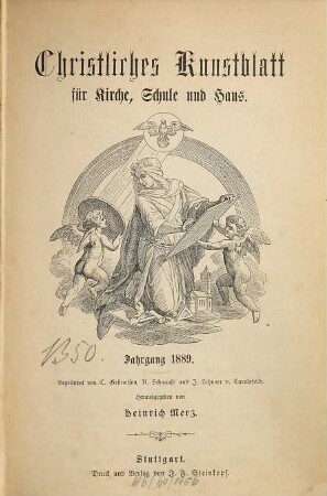 Christliches Kunstblatt für Kirche, Schule u. Haus. 31. 1889