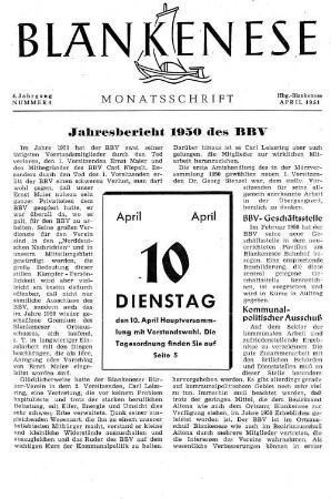 Jahresbericht 1950 des BBV