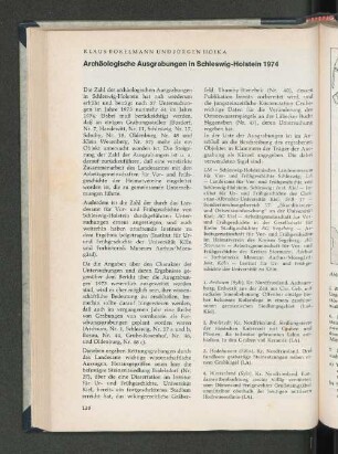 Archäologische Ausgrabungen in Schleswig-Holstein 1974