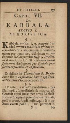 Caput VII. De Kabbala