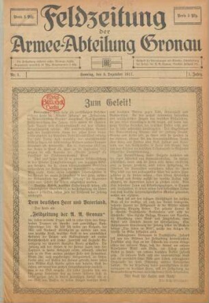 1.1917/18: Feldzeitung Gronau
