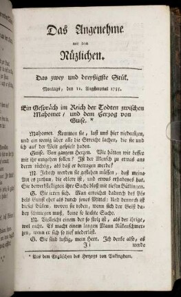 Das zwey und dreyßigste Stück. Montags, den 11. Ausgustmonat, 1755.