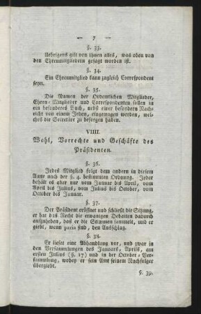 VIIII. Wahl, Vorrechte und Geschäfte des Präsidenten