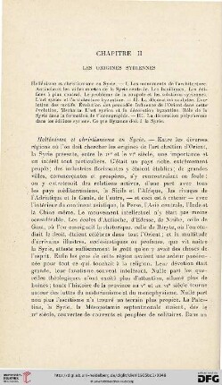 Chapitre II: Les origines Syriennes