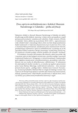 Dwa capriccia architektoniczne z kolekcji Muzeum Narodowego w Gdańsku – próba atrybucji
