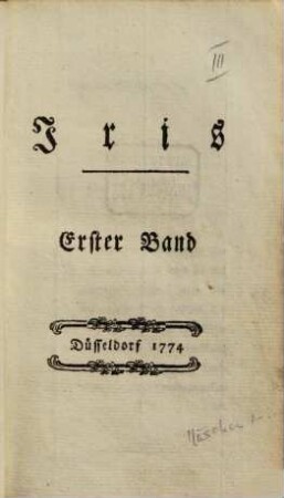 Iris : Vierteljahresschrift für Frauenzimmer. 1, 1. 1774