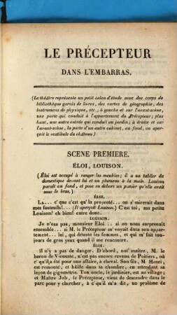 Le précepteur dans l'embarras : comédie-vaudeville en un acte, imitée de l'italien