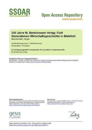 150 Jahre W. Bertelsmann Verlag: Fünf Generationen Wirtschaftsgeschichte in Bielefeld