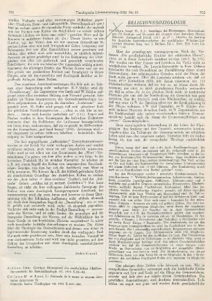702-703 [Rezension] Fichter, Joseph H., Soziologie der Pfarrgruppen