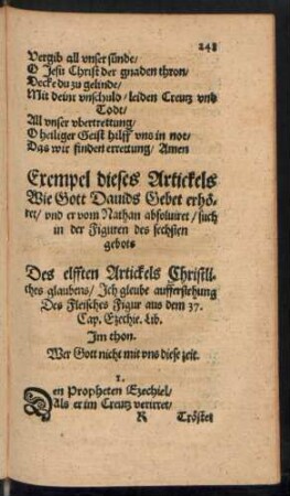 Des elfften Artickels Christlichen glaubens/ Ich gleube aufferstehung Des Fleisches ...