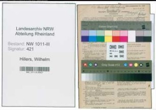 Entnazifizierung Wilhelm Hillers , geb. 30.06.1893 (Weber)