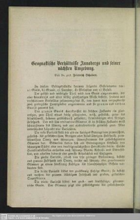 Geognostische Verhältnisse Annabergs und seiner nächsten Umgebung