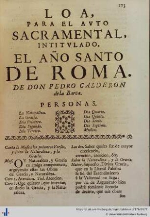 Loa para el Auto Sacramental El Año Santo en Roma.