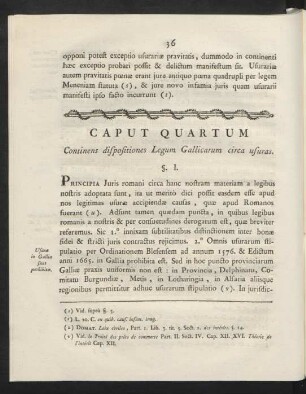 Caput Quartum. Continens dispositiones Legum Gallicarum circa usuras.
