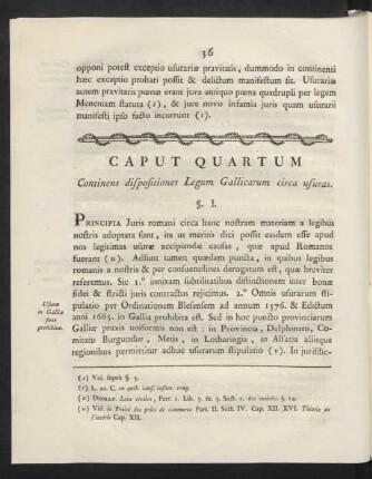 Caput Quartum. Continens dispositiones Legum Gallicarum circa usuras.