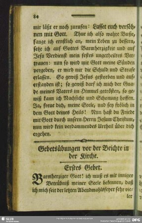 Gebetsübungen vor der Beichte in der Kirche