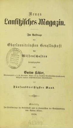 35.1858: Neues lausitzisches Magazin : Zeitschrift der Oberlausitzischen Gesellschaft der Wissenschaften