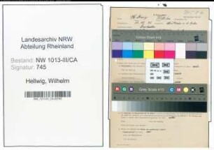 Entnazifizierung Wilhelm Hellwig , geb. 13.10.1895 (Metzger)