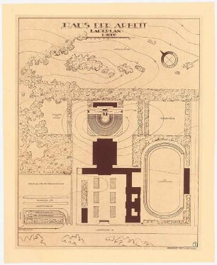 Haus der Arbeit mit Thingplatz Schinkelwettbewerb 1936: Lageplan 1:1000