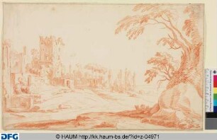 Landschaft mit Burgruine