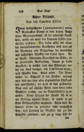 Achter Abschnitt. Von den krummen Hälsen.