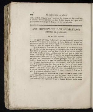 Des Principales Inflammations internes en particulier.