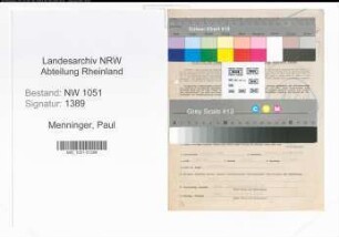 Entnazifizierung Paul Menninger , geb. 06.01.1905 (Verwaltungsbeamter)