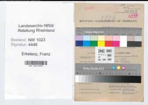 Entnazifizierung Franz Erkelenz , geb. 26.10.1884 (Lagerverw.)