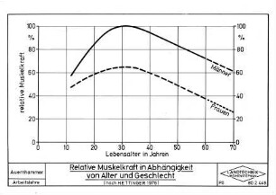 Relative Muskelkraft in Abhängigkeit von Alter und Geschlecht