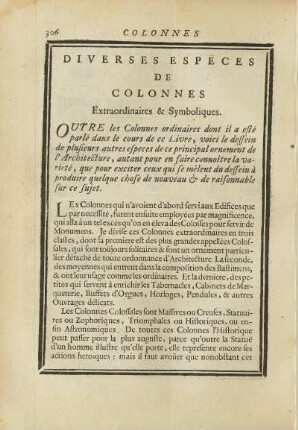 Diverses Especes de Colonnes Extraordinaires & Symboliques
