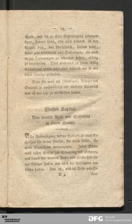 Fünftes Kapitul. Von innerer Ruhe und Sicherheit in einem Staate.