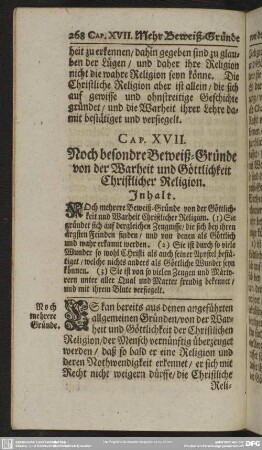 Cap. XVII. Noch besondre Beweiß-Gründe von der Warheit und Göttlichkeit Christlicher Religion