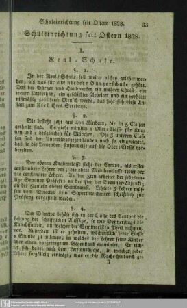 Schuleinrichung seit Ostern 1828