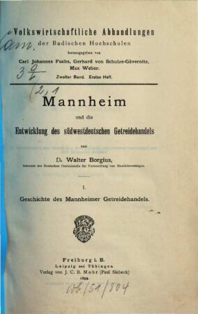 Mannheim und die Entwicklung des südwestdeutschen Getreidehandels, 1. Geschichte des Mannheimer Getreidehandels