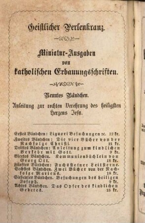 Geistlicher Perlenkranz : Miniatur-Ausgaben von katholischen Erbauungsschriften, 9