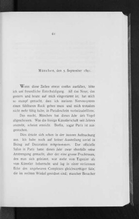 München, den 5. September 1891.