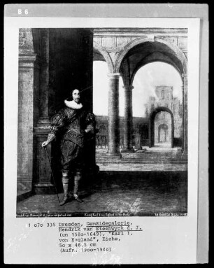 Bildnisse König Karls I. von England und seiner Gemahlin — König Karl I. von England in einer Bogenhalle