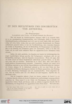 Zu den Skulpturen und Inschrifen von Antiochia