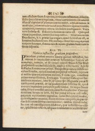 Aph. VI. Naturae instinctus gratiam praecedere