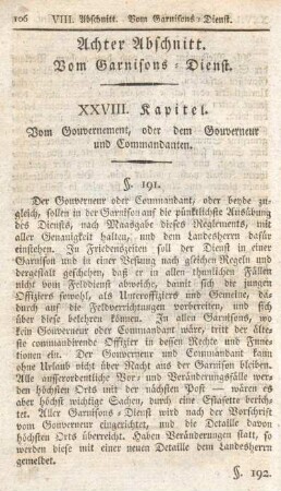 Achter Abschnitt. Vom Garnisons-Dienst.
