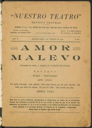 1938006800: Amor malevo : entremés en verso