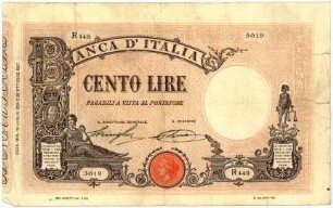 Geldschein, 100 Lire, 18.7.1924