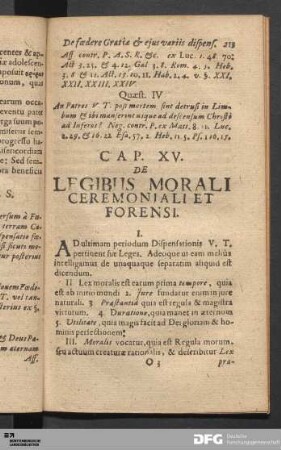 Cap. XV. De Legibus Morali Ceremoniali Et Forensi.